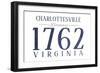 Charlottesville, Virginia - Established Date (Blue)-Lantern Press-Framed Art Print