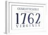 Charlottesville, Virginia - Established Date (Blue)-Lantern Press-Framed Art Print