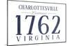 Charlottesville, Virginia - Established Date (Blue)-Lantern Press-Mounted Art Print