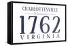 Charlottesville, Virginia - Established Date (Blue)-Lantern Press-Framed Stretched Canvas