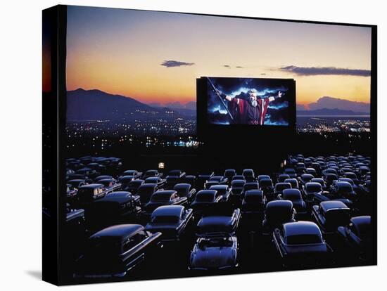 Charlton Heston as Moses in Motion Picture "The Ten Commandments" Shown at Drive in Movie Theater-J. R. Eyerman-Stretched Canvas