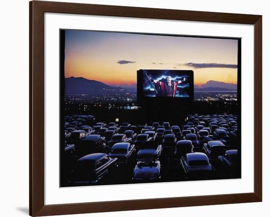 Charlton Heston as Moses in Motion Picture "The Ten Commandments" Shown at Drive in Movie Theater-J. R. Eyerman-Framed Photographic Print