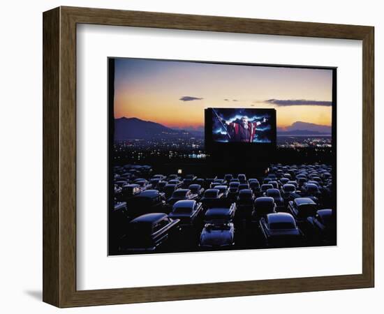 Charlton Heston as Moses in Motion Picture "The Ten Commandments" Shown at Drive in Movie Theater-J. R. Eyerman-Framed Photographic Print