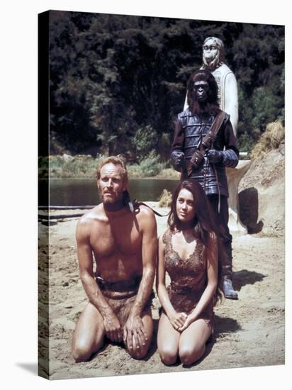 Charlton Heston; Linda Harrison. "Planet of the Apes" [1968], Directed by Franklin J. Schaffner.-null-Stretched Canvas