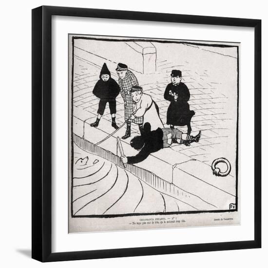 CHARMANT CHILDREN - don't tap on the head, can't drown too quickly - drawing by Felix Vallotton-Felix Edouard Vallotton-Framed Giclee Print