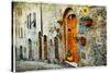 Charming Old Streets of Medieval Towns of Tuscany. Artistic Picture-Maugli-l-Stretched Canvas