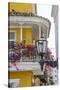 Charming Old World balconies, Cartagena, Colombia.-Jerry Ginsberg-Stretched Canvas