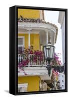 Charming Old World balconies, Cartagena, Colombia.-Jerry Ginsberg-Framed Stretched Canvas
