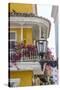 Charming Old World balconies, Cartagena, Colombia.-Jerry Ginsberg-Stretched Canvas