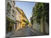 Charming residential street in historic Cartagena, Colombia.-Jerry Ginsberg-Mounted Photographic Print