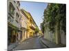 Charming residential street in historic Cartagena, Colombia.-Jerry Ginsberg-Mounted Photographic Print