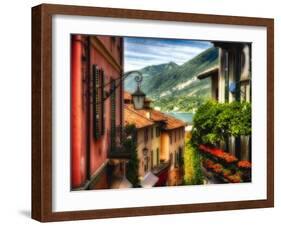 Charming Street Scene in Bellagio II-George Oze-Framed Photographic Print