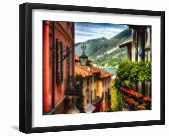 Charming Street Scene in Bellagio II-George Oze-Framed Photographic Print