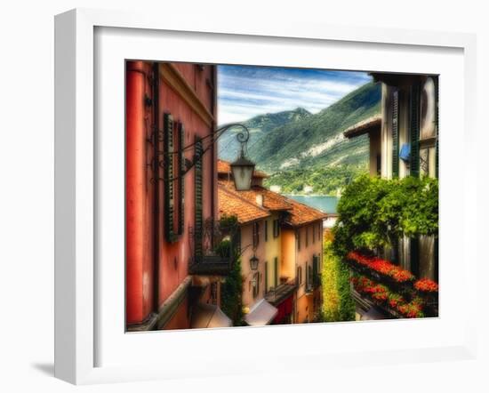 Charming Street Scene in Bellagio II-George Oze-Framed Photographic Print