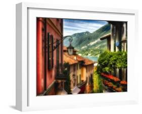 Charming Street Scene in Bellagio II-George Oze-Framed Photographic Print