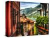 Charming Street Scene in Bellagio II-George Oze-Stretched Canvas