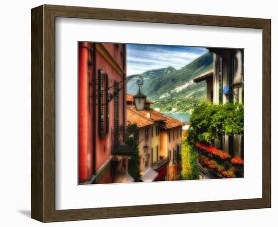 Charming Street Scene in Bellagio II-George Oze-Framed Photographic Print