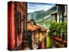 Charming Street Scene in Bellagio II-George Oze-Stretched Canvas