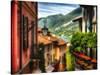 Charming Street Scene in Bellagio II-George Oze-Stretched Canvas