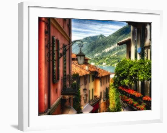 Charming Street Scene in Bellagio II-George Oze-Framed Photographic Print