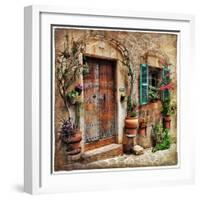 Charming Streets Of Old Mediterranean Towns-Maugli-l-Framed Art Print