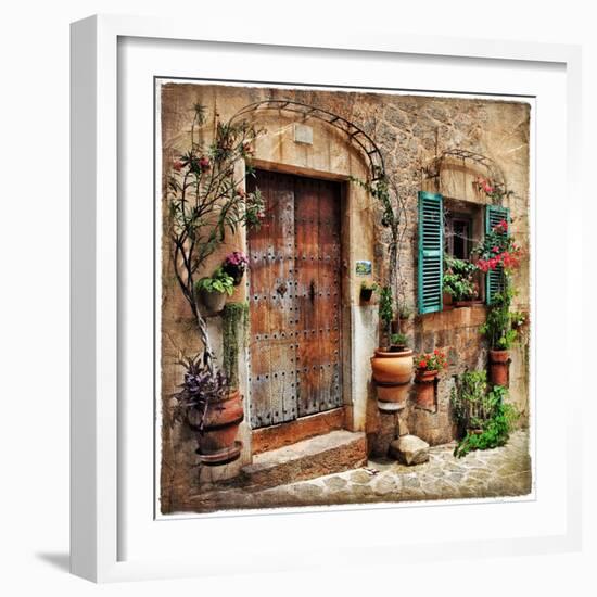 Charming Streets Of Old Mediterranean Towns-Maugli-l-Framed Art Print