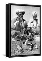 Charming the Venom from a Cobra; a Snake Charmer with a Mongoose, India, 1922-JH Reverend Powell-Framed Stretched Canvas