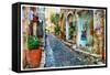 Charming Villages of Provance, France - Artwork in Painting Styl-Maugli-l-Framed Stretched Canvas
