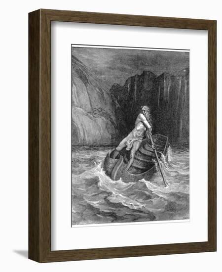 Charon the Ferryman Rowing to Collect Dante and Virgil, to Carry Them across the Styx, 1861-Gustave Doré-Framed Giclee Print