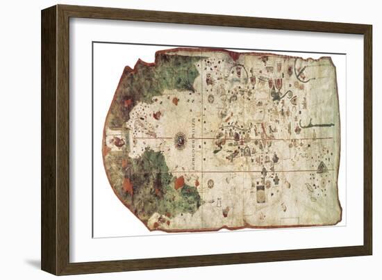 Chart by Juan De La Cosa (1500)-null-Framed Art Print