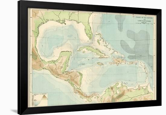 Chart of the West Indies Sea Depths and Land Elevations-null-Framed Giclee Print