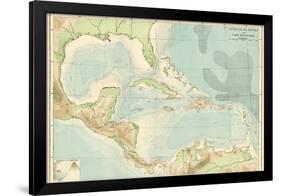 Chart of the West Indies Sea Depths and Land Elevations-null-Framed Giclee Print