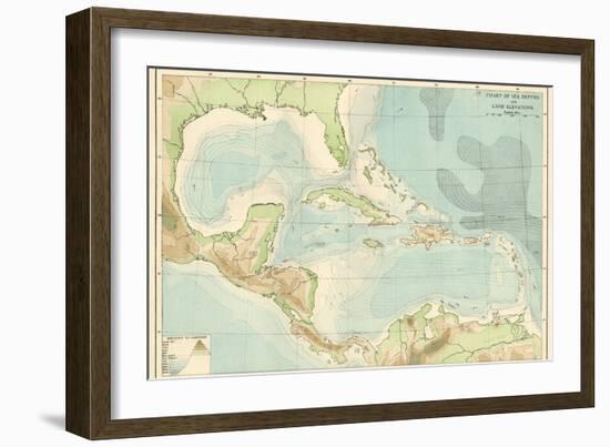 Chart of the West Indies Sea Depths and Land Elevations-null-Framed Giclee Print