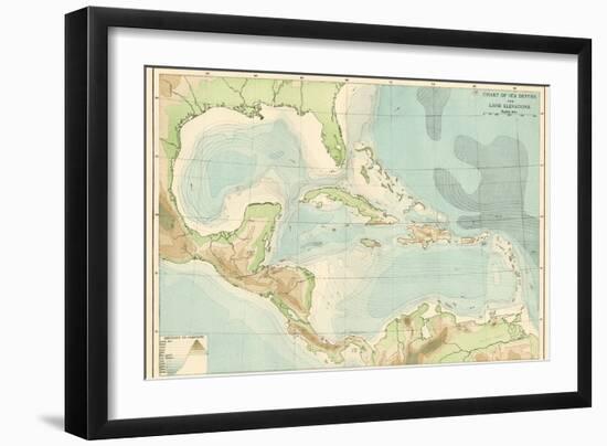 Chart of the West Indies Sea Depths and Land Elevations-null-Framed Giclee Print