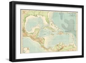 Chart of the West Indies Sea Depths and Land Elevations-null-Framed Giclee Print