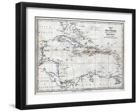 Chart of the West Indies, with the Adjacent Coast of South America, 1830-J&C Walker-Framed Giclee Print