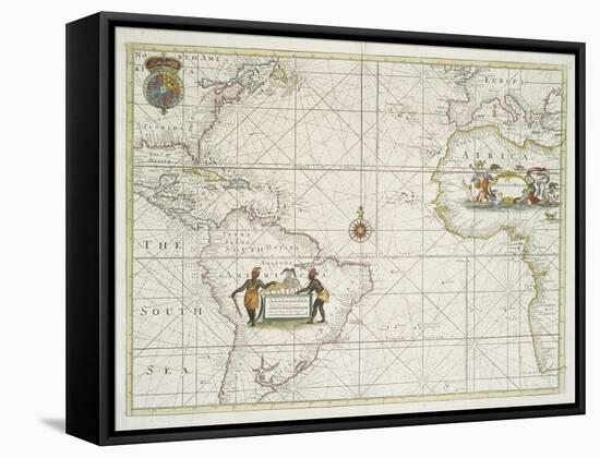 Chart of the Western  Ocean with rhumb lines by Jeremiah Seller, 1705-English School-Framed Stretched Canvas