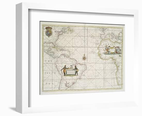 Chart of the Western  Ocean with rhumb lines by Jeremiah Seller, 1705-English School-Framed Giclee Print