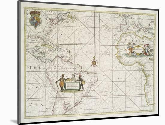 Chart of the Western  Ocean with rhumb lines by Jeremiah Seller, 1705-English School-Mounted Giclee Print