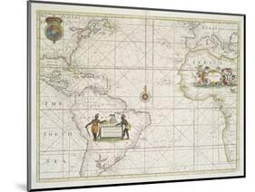 Chart of the Western  Ocean with rhumb lines by Jeremiah Seller, 1705-English School-Mounted Giclee Print