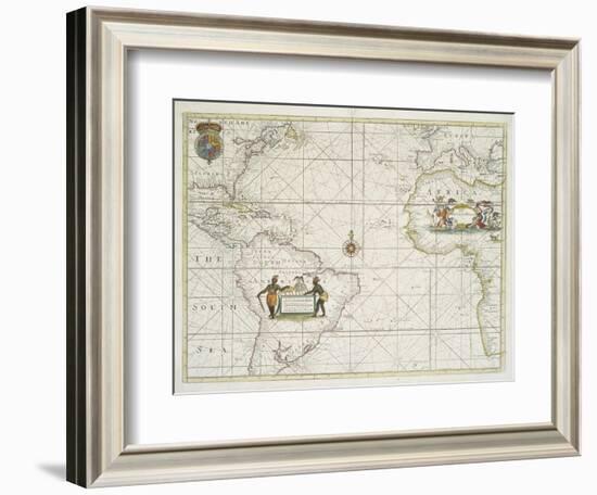 Chart of the Western  Ocean with rhumb lines by Jeremiah Seller, 1705-English School-Framed Giclee Print