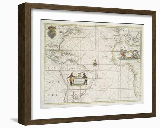 Chart of the Western  Ocean with rhumb lines by Jeremiah Seller, 1705-English School-Framed Giclee Print