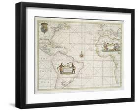 Chart of the Western  Ocean with rhumb lines by Jeremiah Seller, 1705-English School-Framed Giclee Print