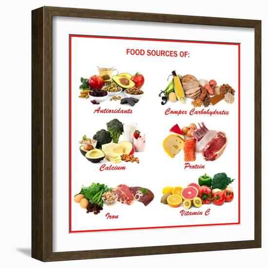 Chart Showing Food Sources of Various Nutrients-Robyn Mackenzie-Framed Art Print