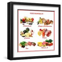 Chart Showing Food Sources of Various Nutrients-Robyn Mackenzie-Framed Art Print