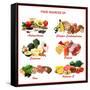 Chart Showing Food Sources of Various Nutrients-Robyn Mackenzie-Framed Stretched Canvas