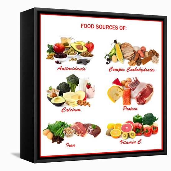 Chart Showing Food Sources of Various Nutrients-Robyn Mackenzie-Framed Stretched Canvas