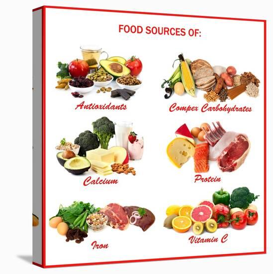 Chart Showing Food Sources of Various Nutrients-Robyn Mackenzie-Stretched Canvas