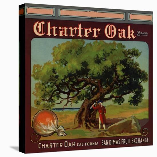 Charter Oak Brand - Charter Oak, California - Citrus Crate Label-Lantern Press-Stretched Canvas