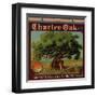 Charter Oak Brand - Charter Oak, California - Citrus Crate Label-Lantern Press-Framed Art Print